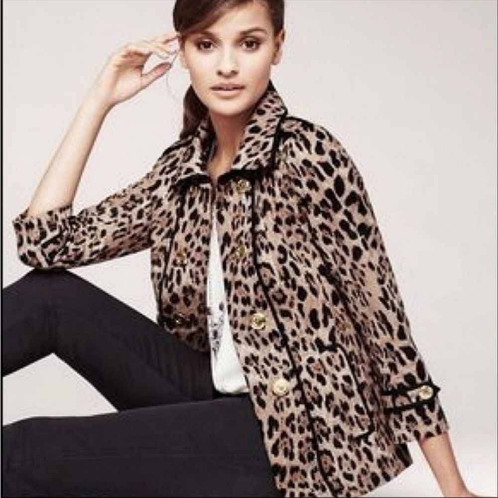 White House Black Market Leopard Print Jacket in Beige and Black